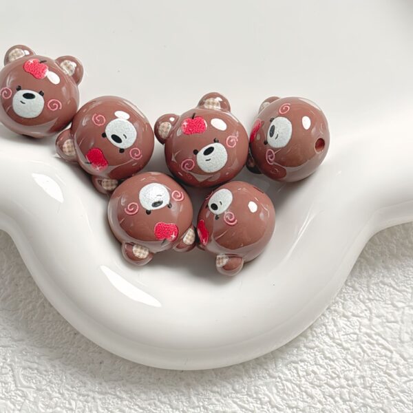 oly-85832b3c3a0cc87ef68983ee76960437 Wholesale Acrylic Baked Paint Cartoon Bear Head Fruit Beads for DIY Phone Keychain Jewelry Making