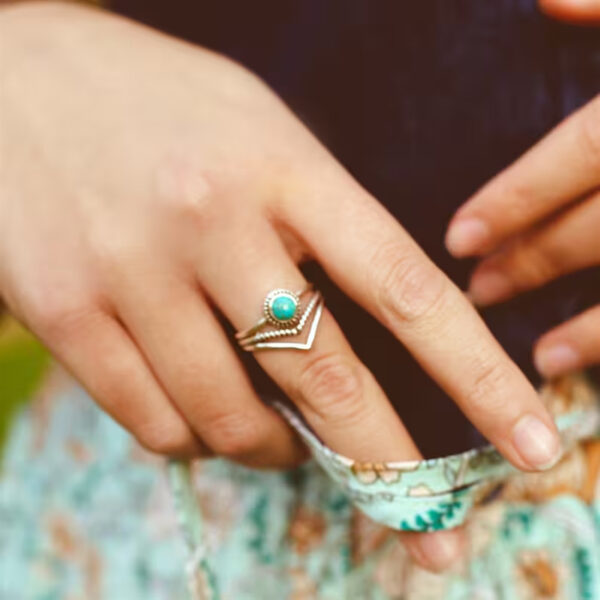oly-85a493ad1a3f94c495a2124b82b4b198 Wholesale Bohemian Turquoise Tone Hollow Out Ring For Women Fashion Accessory Gift