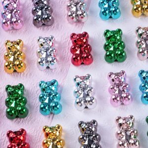 Wholesale Bear Shaped Silver Electroplated Acrylic Beads for DIY Jewelry Making Phone Charms Bracelets Necklaces
