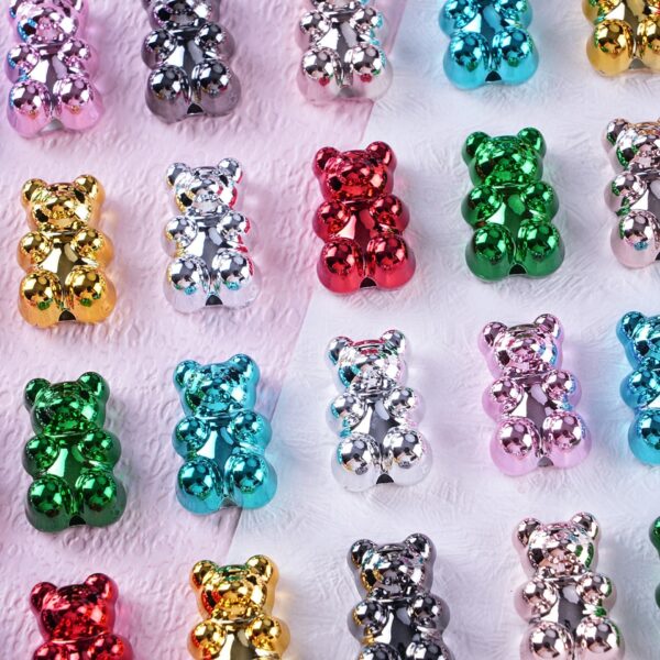 oly-8614f1719ffa5a8eebae90ddcac4ceb1 Wholesale Bear Shaped Silver Electroplated Acrylic Beads for DIY Jewelry Making Phone Charms Bracelets Necklaces