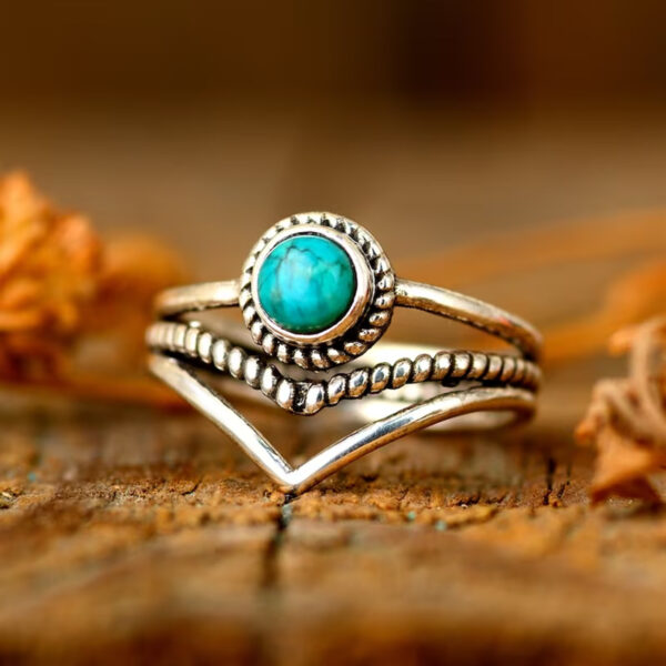 oly-866cc416f1b031e2fbd9ec871358fb10 Wholesale Bohemian Turquoise Tone Hollow Out Ring For Women Fashion Accessory Gift