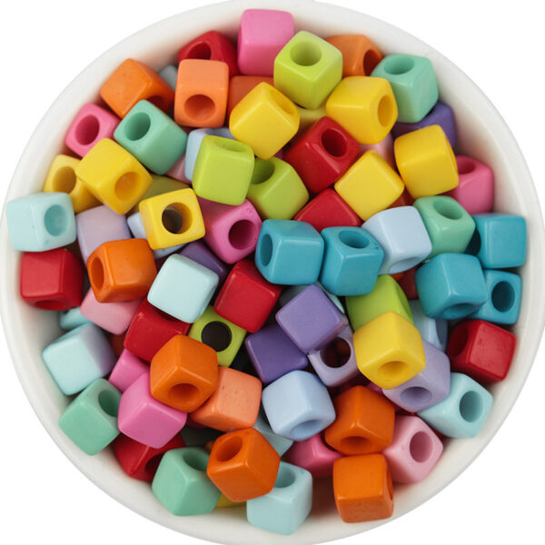 Wholesale 100 Pcs Blue Acrylic Square Large Hole Spacer Beads DIY Craft Supply Casual Jewelry Accessory Gift for Party Resale