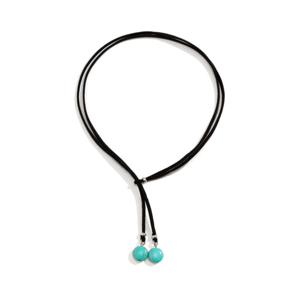 oly-86b7d4896058889f881de047456253ca Wholesale Stylish Geometric Turquoise Tassel Necklace Double Layer Adjustable Alloy Chain Fashion Jewelry Accessory For Women Gift Boutique Resale