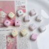 oly-86cf1379876580ad5a8b857e66981010 Wholesale Pink Plaid Star Embossed Acrylic Beads for DIY Phone Strap Bag Charm Craft Supplies