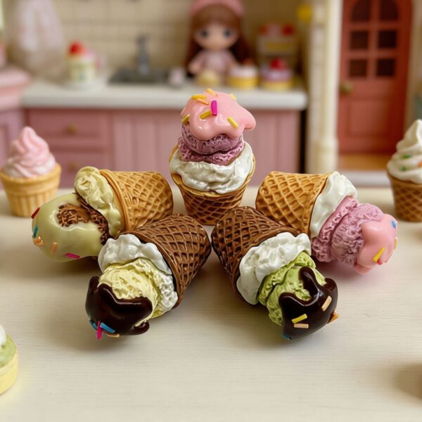 oly-86d4fbec349045eac8111198b6252998 Wholesale Resin Ice Cream Cone Ornament Rainbow Shattered Purple DIY Jewelry Accessory Bag Charm Keychain