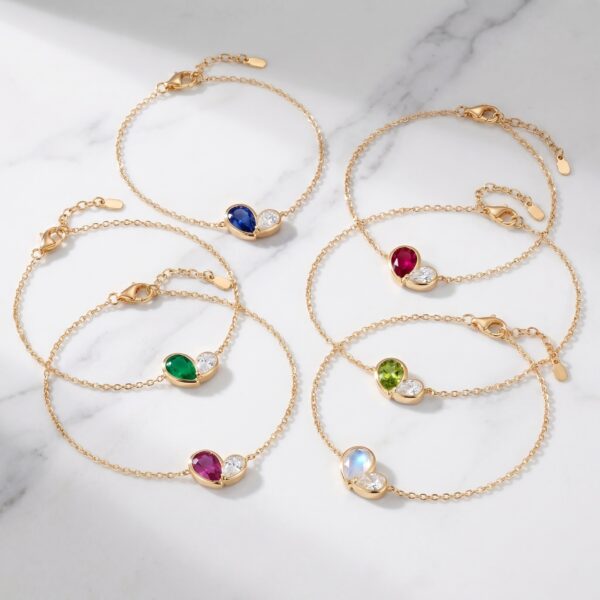 oly-86da98b2594552e425b1a4c31be83272 Wholesale Fashion Stainless Steel Electroplated December Birthstone Bracelet Water Drop Charm Jewelry Accessory For Boutique Resale