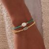 Wholesale Retro Flower Heart Beaded Bracelet Stainless Steel Woven Rope Vacation Style Unisex Fashion Accessory