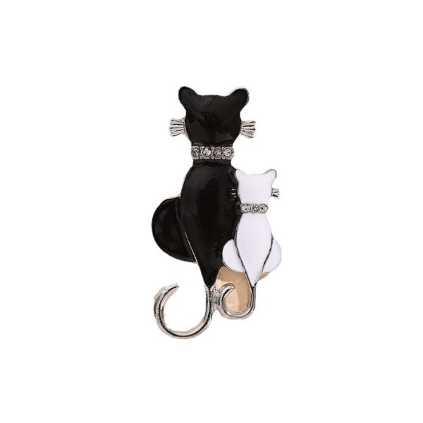 oly-873b572b79a0ebe942b26c04d9142a73 Wholesale Black And White Cat Couple Jewelry Set Necklace Brooch Earrings Zinc Alloy Electroplated Trendy Gift For Cat Lovers
