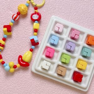 Wholesale Dopamine Style Pink Acrylic Baking Paint Square Loose Beads for DIY Phone Charm and Bag Charm Craft Supply