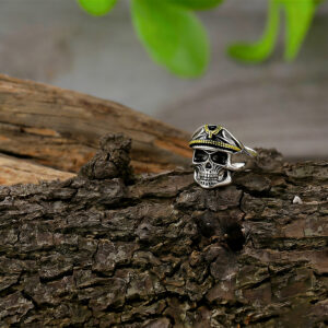 Wholesale Retro Gothic Skull Ring Hip Hop Street Style Silver Unisex Jewelry Accessory Gift