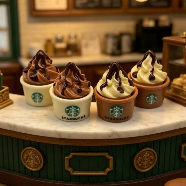 Wholesale Miniature Ice Cream Cup Resin Keychain Dollhouse Food Toy Decorative Accessory for DIY Gift