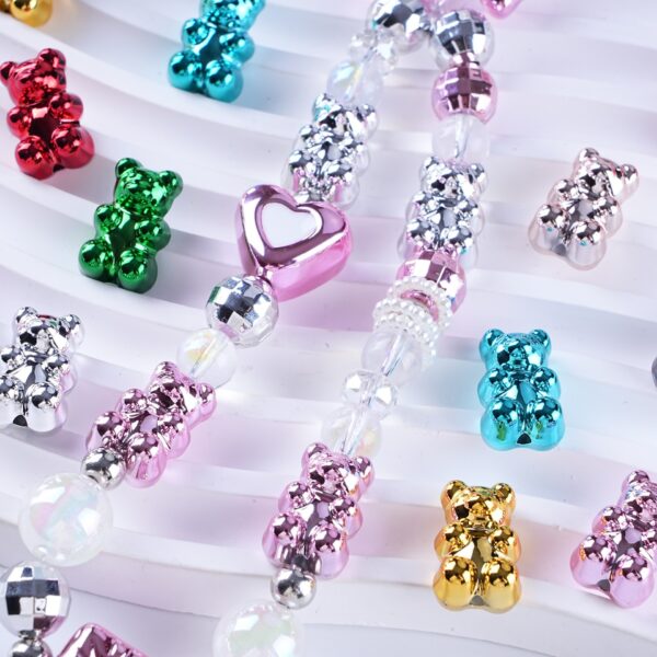 oly-881a82fc4e238add99f9a7fa34343b9e Wholesale Bear Shaped Silver Electroplated Acrylic Beads for DIY Jewelry Making Phone Charms Bracelets Necklaces