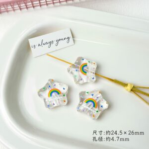 07-rainbow printed stars / See pictures for size (sold by the piece)