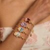 Wholesale Electroplated Copper Heart Shaped Flower Bracelet Trendy Unisex Jewelry Accessory For Everyday Wear Party Or Gift