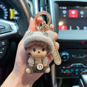 Wholesale Rhinestone Keychain With Anti Lost Phone Number Plate Gift Boxed Car Key Accessory For Women