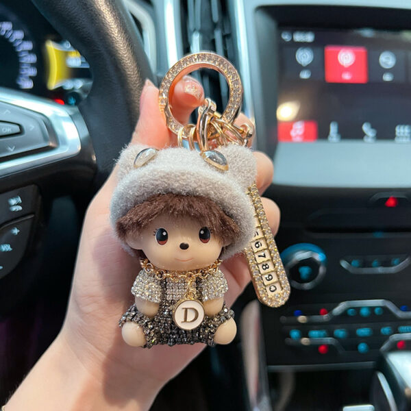 oly-895d83def09bccf211abeab283e75ed2 Wholesale Rhinestone Keychain With Anti Lost Phone Number Plate Gift Boxed Car Key Accessory For Women