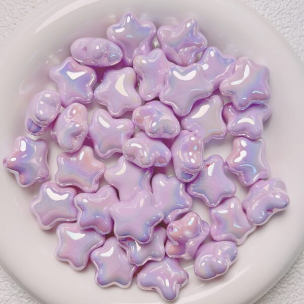 Wholesale Acrylic Star Beads Cream Pink Pentagram Shape Loose Beads for DIY Jewelry Car Hanging Phone Chain, Fashion Accessory