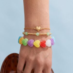 oly-89d8ea9c1e810de2b9991aa81d2e8a15 Wholesale Modern Heart Resin Bead Bracelet Gold Plated Light Green Women S Jewelry Accessory Boutique Resale