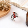 Wholesale Trendy Unisex Adjustable Stacking Ring With Ruby Tone Stone Vintage Thorn Design Zinc Alloy Fashion Accessory For Resale