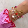 oly-89fd05f18db5c1a2eb6a4de14de8f735 Wholesale Chic Flesh Pink Bead Bracelet Geometric Design Stainless Steel Jewelry Accessory For Boutique Resale
