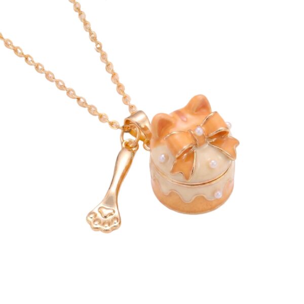 Wholesale Fashion Cake Shaped Openable Bow Pendant Necklace Copper Electroplated Jewelry Accessory Boutique Gift