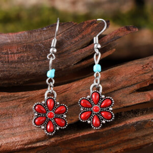 Oval turquoise earrings (red)