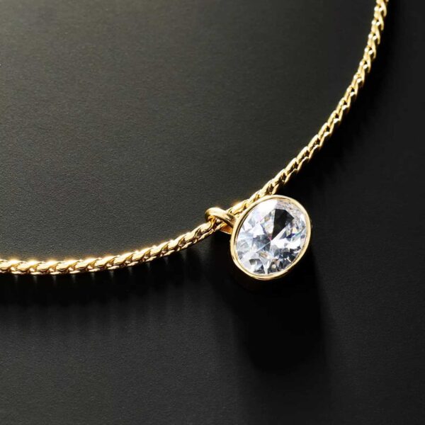Wholesale Trendy Stainless Steel Geometric Zircon Oval Necklace For Women 18K Gold Plated Fashion Jewelry Accessory Boutique Resale