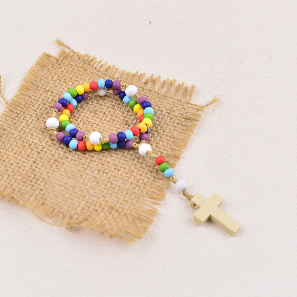 Wholesale Trendy Bohemian Colorful Cross Pendant Necklace Alloy Chain Jewelry Accessory For Everyday Wear