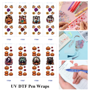 Wholesale 2/8/16pcs Vintage Halloween Pumpkin Witch Character Pen and Bookmark Stickers UV DTF Wraps OLY Exclusive