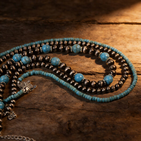oly-8b85088af8d8cbd9ec84a2499e36f0e1 Wholesale Turquoise Electroplated Zinc Alloy 3 Piece Layering Necklace Set Vintage Chic Jewelry For Women Gift