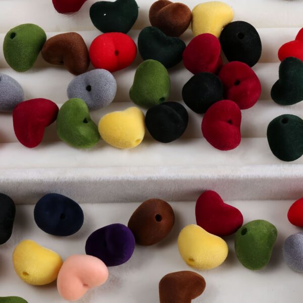 oly-8ba3cb90a33bbbec755b8d1fe8af3d72 Wholesale Flocked Heart Acrylic Beads - Chic DIY Jewelry Accessory for Everyday Wear, Phone Charm Craft Supply