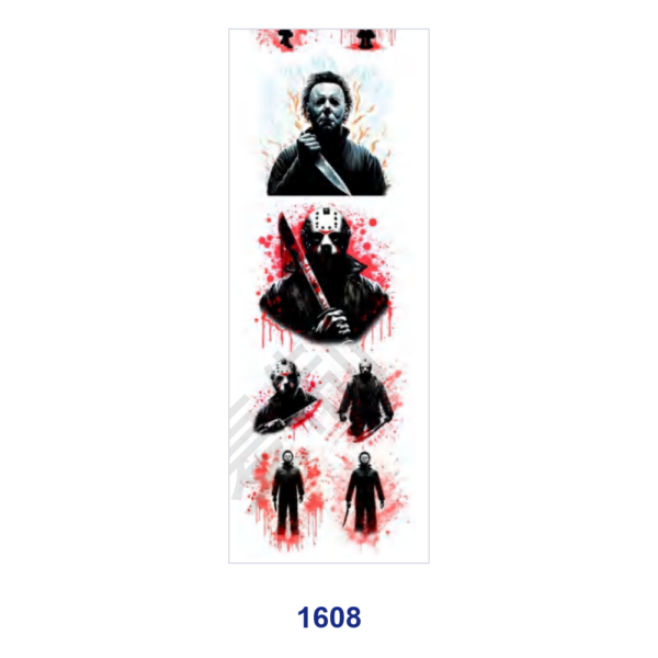 Wholesale 2/8/16pcs Horror Movie Character Spooky Dark Figure Print Pen and Bookmark Stickers UV DTF Wraps OLY Exclusive