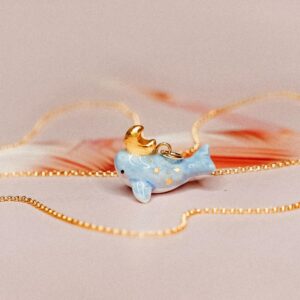 Moon dolphin necklace
