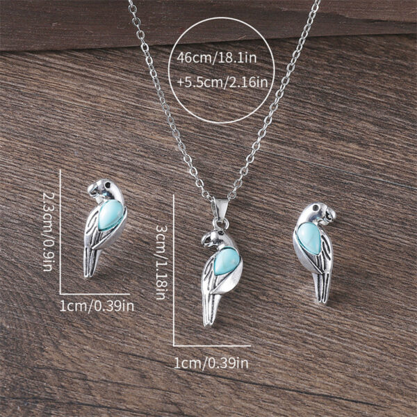 Wholesale Ancient Silver Finish Vintage Turquoise Bird Earring Necklace Set Fashion Jewelry For Party