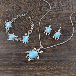 oly-8cceebc59d3b2c057f8ce3e14918a3e4 Wholesale Bohemian Turtle Earrings And Necklace Set Turquoise Layered Jewelry Gift Chic Vacation Style Accessory