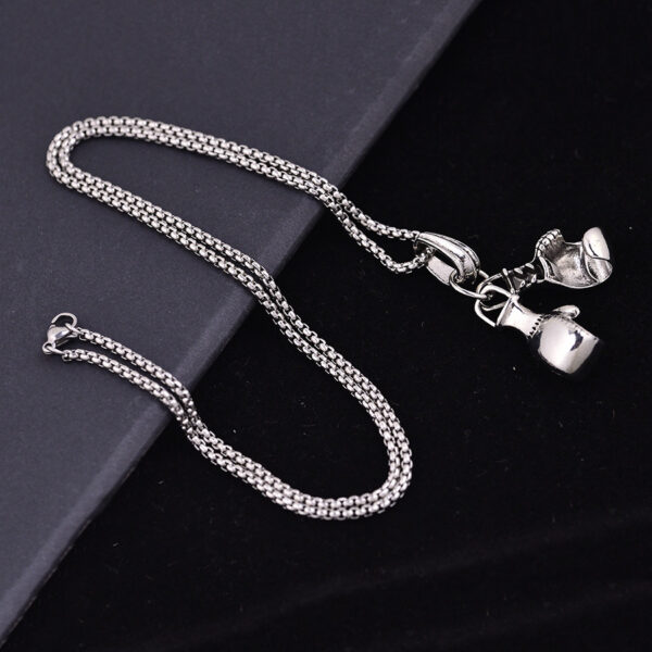Wholesale Trendy Boxing Glove Pendant Chain Necklace For Men Antique Silver Zinc Alloy Street Style Boutique Resale Jewelry Gift