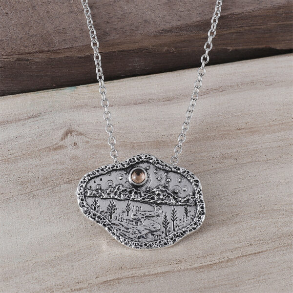 oly-8cdb12c94aacf926e0a560dc6bda6eeb Wholesale Vintage Zircon Pendant Necklace Tree River Mountain Landscape Antique Silver Alloy Party Gift Jewelry Accessory