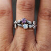 Wholesale Vintage Purple Flower Moonstone Ring For Women Stylish Silver Tone Zinc Alloy Jewelry Accessory Boutique Resale Gift
