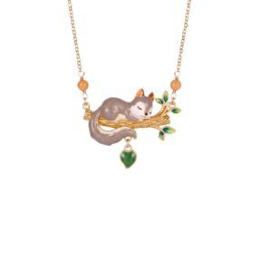 Squirrel dark green love necklace