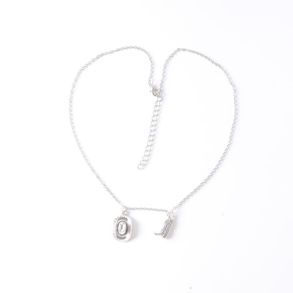 oly-8d3940a01ecfc340ce6a60232dee507a Wholesale Western Cowboy Pendant Necklace Antique Silver Zinc Alloy Cowboy Hat Boot Charms Trendy Fashion Jewelry Accessory Gift