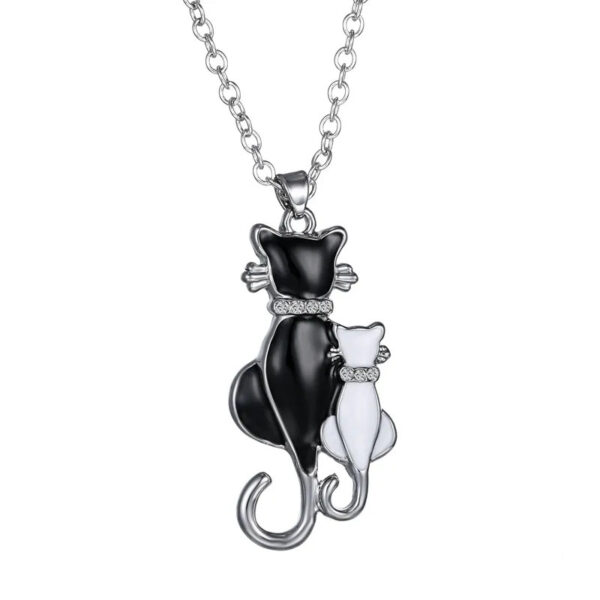 oly-8e2e83b4accdd3e0739cb035fafe0478 Wholesale Black And White Cat Couple Jewelry Set Necklace Brooch Earrings Zinc Alloy Electroplated Trendy Gift For Cat Lovers