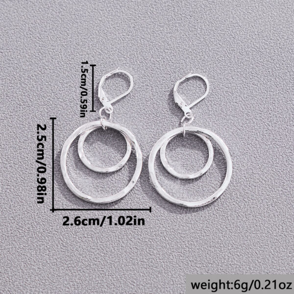oly-8e7192ac803fb243f89fdf4e0ab7d29a Wholesale Vintage Double Layer Hammered Round Hoop Pendant Earrings For Women Zinc Alloy Gift And Boutique Resale