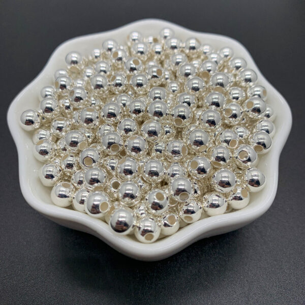 Wholesale Electroplated Plastic Spacer Beads Silver Round Loose Beads for DIY Bracelet Necklace Jewelry Making Accessory