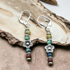 oly-8e93e3ddd34a1106c7ab896ef6237a25 Wholesale Vintage Bohemian Beaded Flower Drop Earrings Alloy Silver Fashion Jewelry Women S Gift