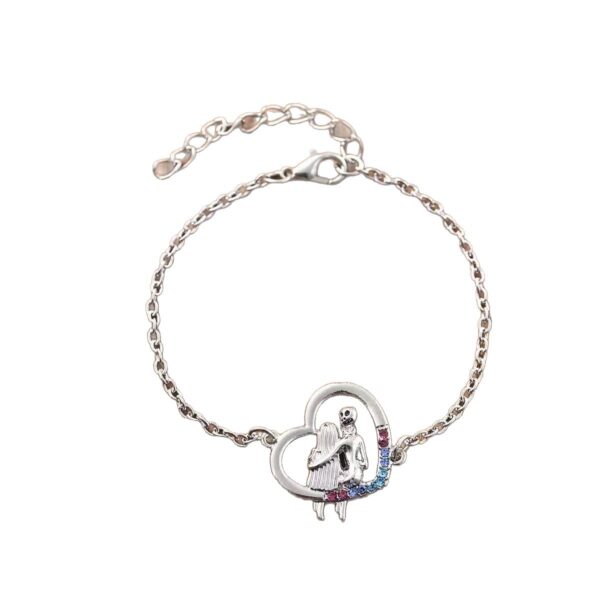 Wholesale Vintage Halloween Heart Couple Hugging Bracelet Silver Metal Fashion Jewelry Accessory