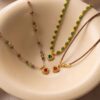 Wholesale Copper Electroplated Colorful Beaded Necklace Retro Heart Strawberry Flower Design Women S Fashion Accessory Everyday