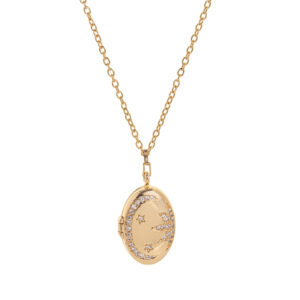 Oval moon open and close necklace