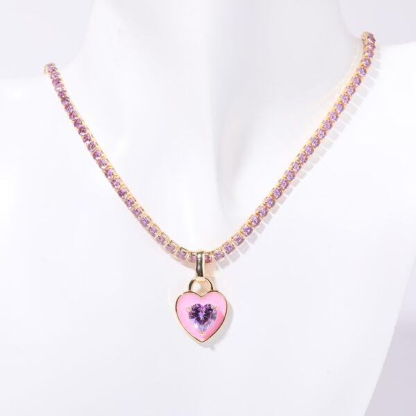 oly-8fe4546177814d15e49b2ffa4e6b1554 Wholesale Stylish Red Zircon Tennis Choker Necklace For Women Titanium Steel Geometric Design Boutique Resale