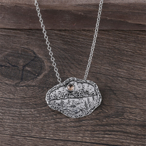 oly-90070cb52efd535146d6c6e9efe27704 Wholesale Vintage Zircon Pendant Necklace Tree River Mountain Landscape Antique Silver Alloy Party Gift Jewelry Accessory