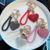 oly-901cefa273978ee870d00000e3f404c7 Wholesale Fashion Heart Rhinestone Keychain With Leather Strap Red Car Key Chain Decorative Gift For Women